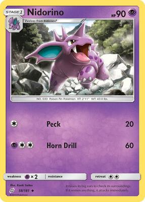 Nidorino card from SM - Team Up