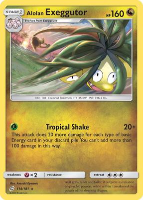 Alolan Exeggutor (114) card from SM - Team Up