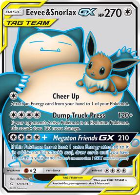 Eevee & Snorlax GX (Full Art) card from SM - Team Up