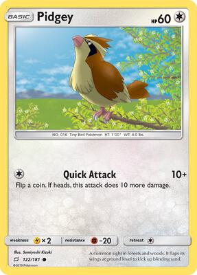 Pidgey (122) card from SM - Team Up
