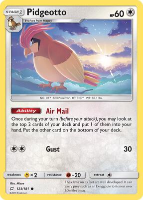Pidgeotto card from SM - Team Up
