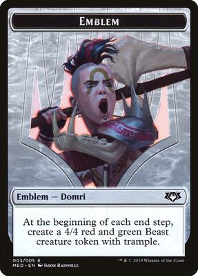 Emblem - Domri, Chaos Bringer card from Mythic Edition: Ravnica Allegiance