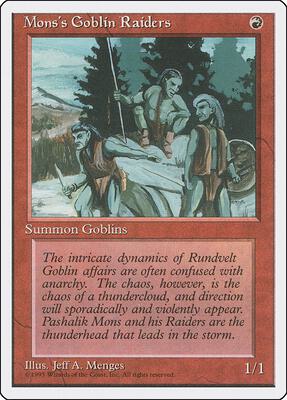 Mons's Goblin Raiders card from Fourth Edition