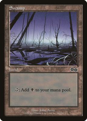 Swamp (340) card from Urza's Saga