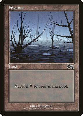 Swamp (341) card from Urza's Saga