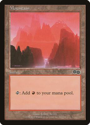 Mountain (343) card from Urza's Saga