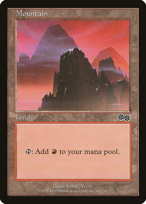 Mountain (344) card from Urza's Saga