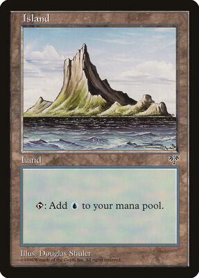 Island (Off-Center Spire) card from Mirage