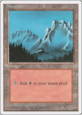 Mountain (B) card from Fourth Edition