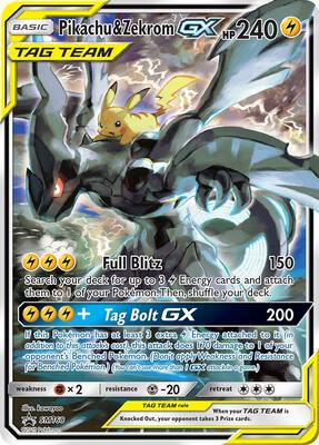 Pikachu & Zekrom GX card from SM Promos