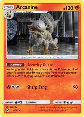 Arcanine card from Detective Pikachu