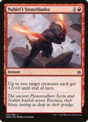 Nahiri's Stoneblades card from War of the Spark