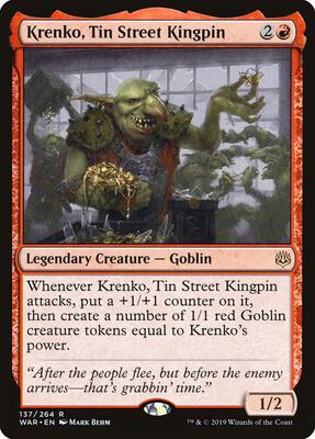 Krenko, Tin Street Kingpin card from War of the Spark