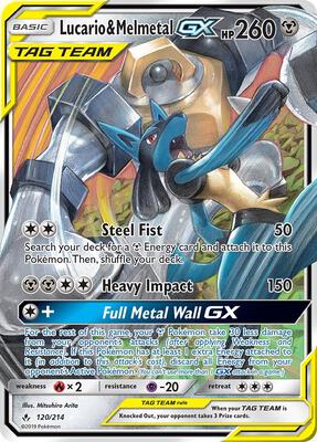 Lucario & Melmetal GX card from SM - Unbroken Bonds