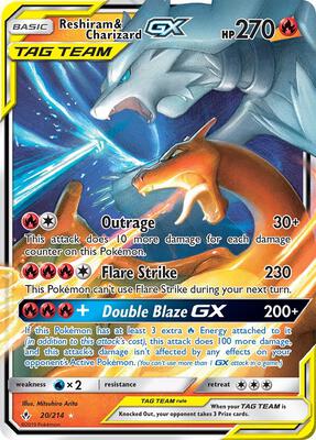 Reshiram & Charizard GX card from SM - Unbroken Bonds