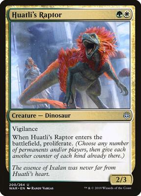 Huatli's Raptor card from War of the Spark