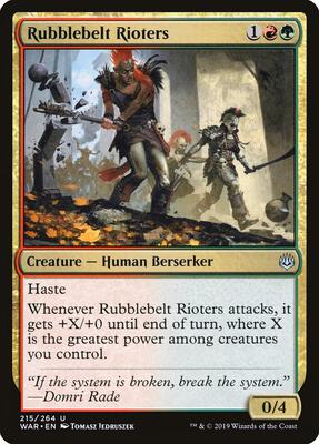 Rubblebelt Rioters card from War of the Spark