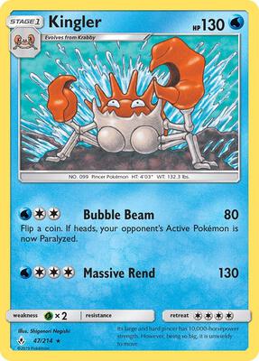 Kingler card from SM - Unbroken Bonds