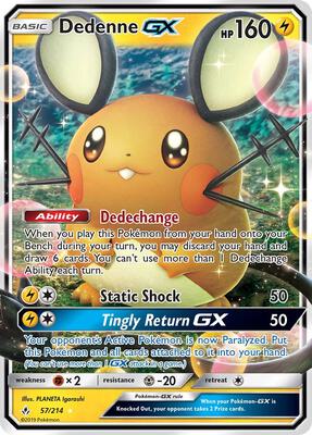 Dedenne GX card from SM - Unbroken Bonds