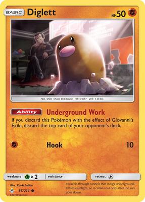 Diglett card from SM - Unbroken Bonds