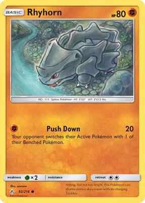 Rhyhorn (92) card from SM - Unbroken Bonds