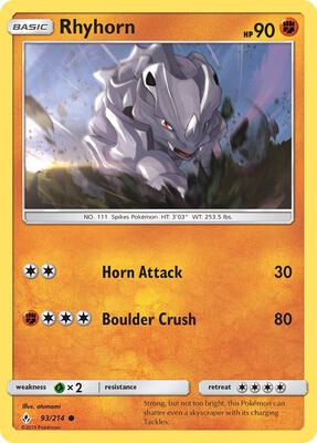 Rhyhorn (93) card from SM - Unbroken Bonds