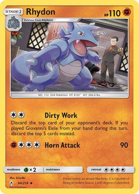 Rhydon card from SM - Unbroken Bonds
