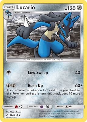 Lucario card from SM - Unbroken Bonds