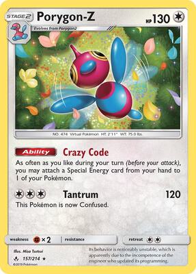 Porygon-Z card from SM - Unbroken Bonds