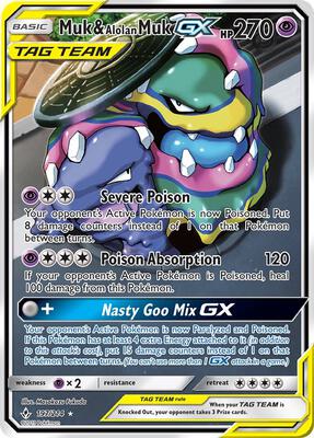 Muk & Alolan Muk GX (197) (Full Art) card from SM - Unbroken Bonds