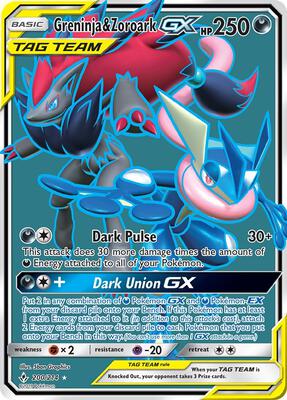 Greninja & Zoroark GX (200) (Full Art) card from SM - Unbroken Bonds