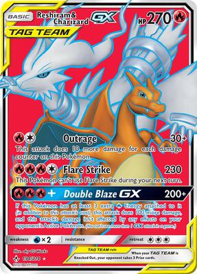 Reshiram & Charizard GX (Full Art) card from SM - Unbroken Bonds