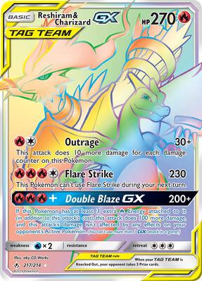 Reshiram & Charizard GX (Secret) card from SM - Unbroken Bonds