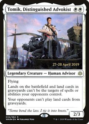 Tomik, Distinguished Advokist card from Prerelease Cards