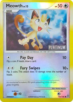 Meowth - 106/146 [Platinum] card from Burger King Promos