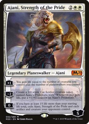 Ajani, Strength of the Pride card from Promo Pack: Core Set 2020