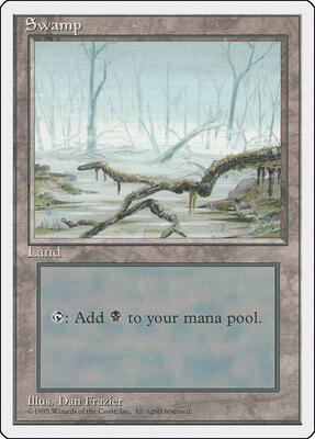 Swamp (A) card from Fourth Edition