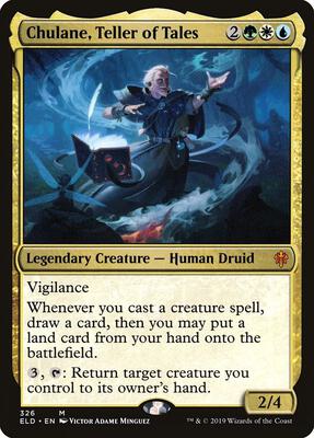 Chulane, Teller of Tales card from Throne of Eldraine