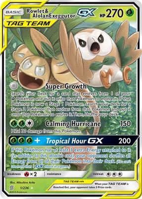 Rowlet & Alolan Exeggutor GX card from SM - Unified Minds