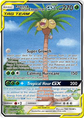 Rowlet & Alolan Exeggutor GX (Alternate Full Art) card from SM - Unified Minds