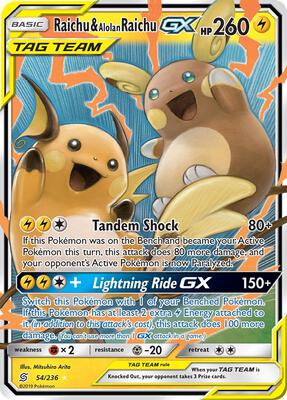 Raichu & Alolan Raichu GX card from SM - Unified Minds