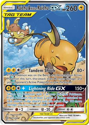 Raichu & Alolan Raichu GX (Alternate Full Art) card from SM - Unified Minds