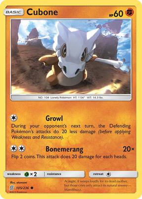 Cubone card from SM - Unified Minds