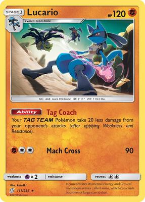 Lucario card from SM - Unified Minds