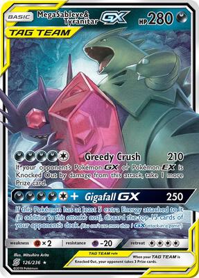 Mega Sableye & Tyranitar GX card from SM - Unified Minds