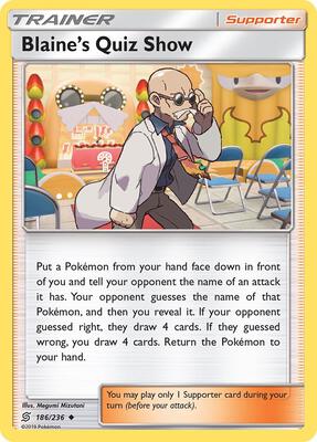 Blaine's Quiz Show card from SM - Unified Minds