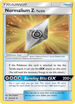 Normalium Z: Tackle card from SM - Unified Minds