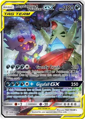 Mega Sableye & Tyranitar GX (Alternate Full Art) card from SM - Unified Minds