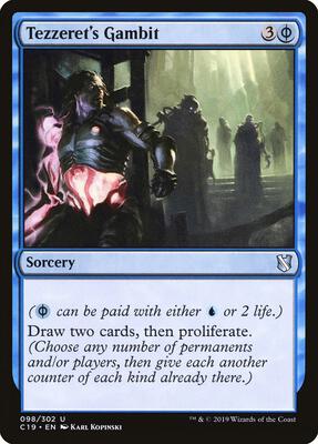 Tezzeret's Gambit card from Commander 2019
