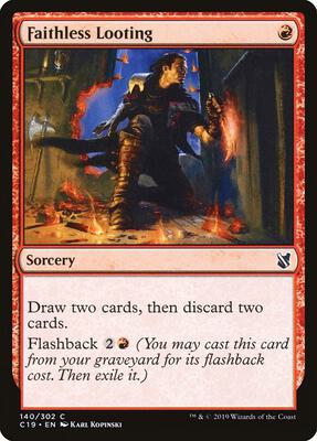 Faithless Looting card from Commander 2019